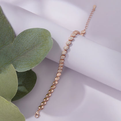 Oval Link Diamond Adjustable Rose Gold Bracelet for Women