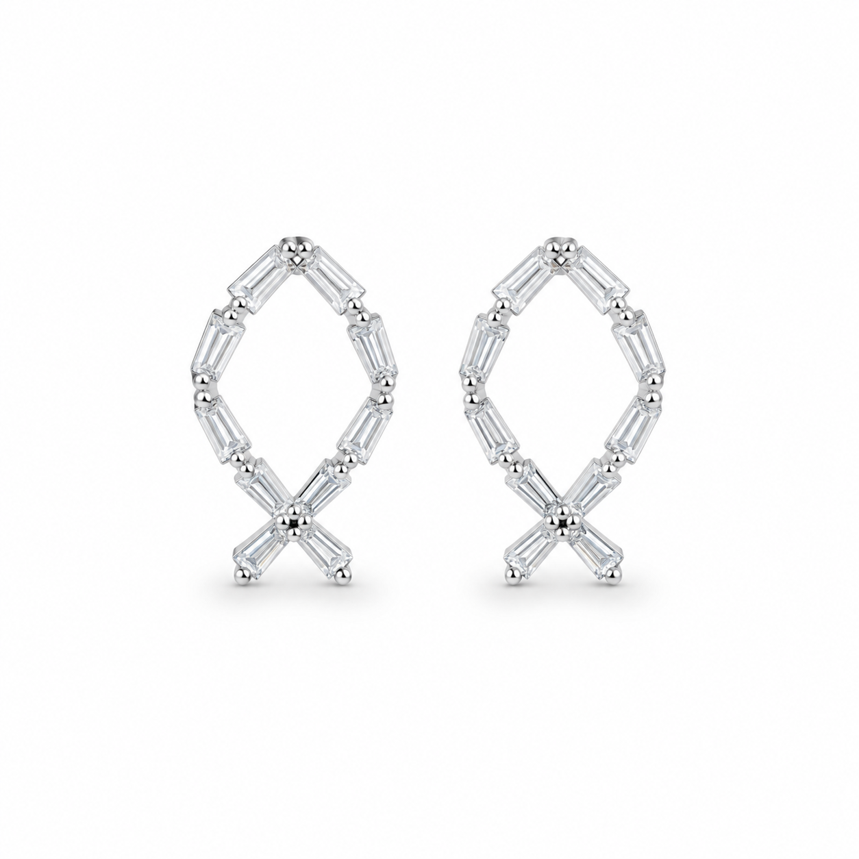 Ribbon Bow CZ Diamond 925 Sterling Silver Stud Earrings for Women