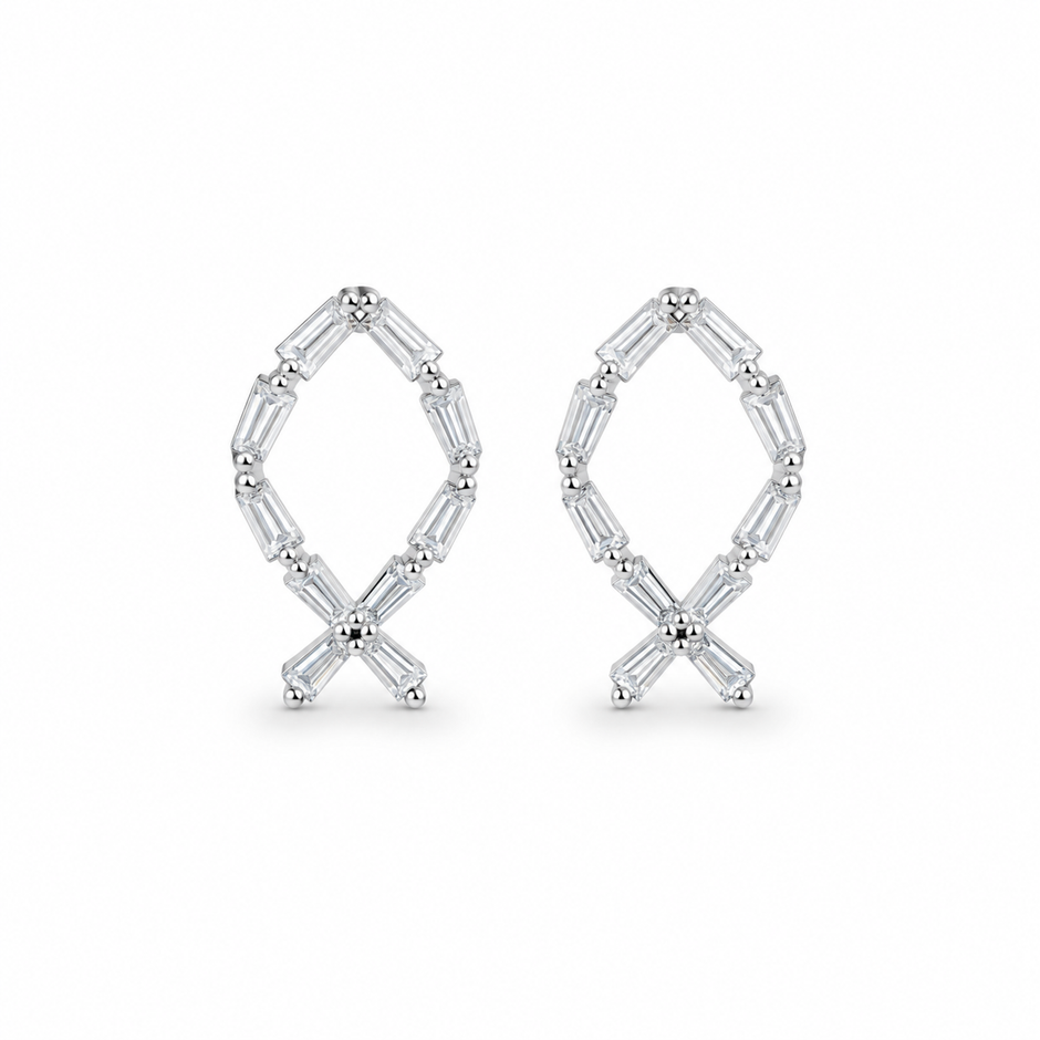 Ribbon Bow CZ Diamond 925 Sterling Silver Stud Earrings for Women
