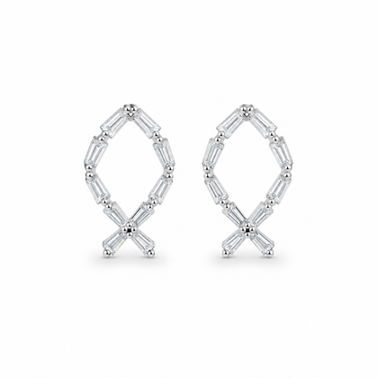 Ribbon Bow CZ Diamond 925 Sterling Silver Stud Earrings for Women