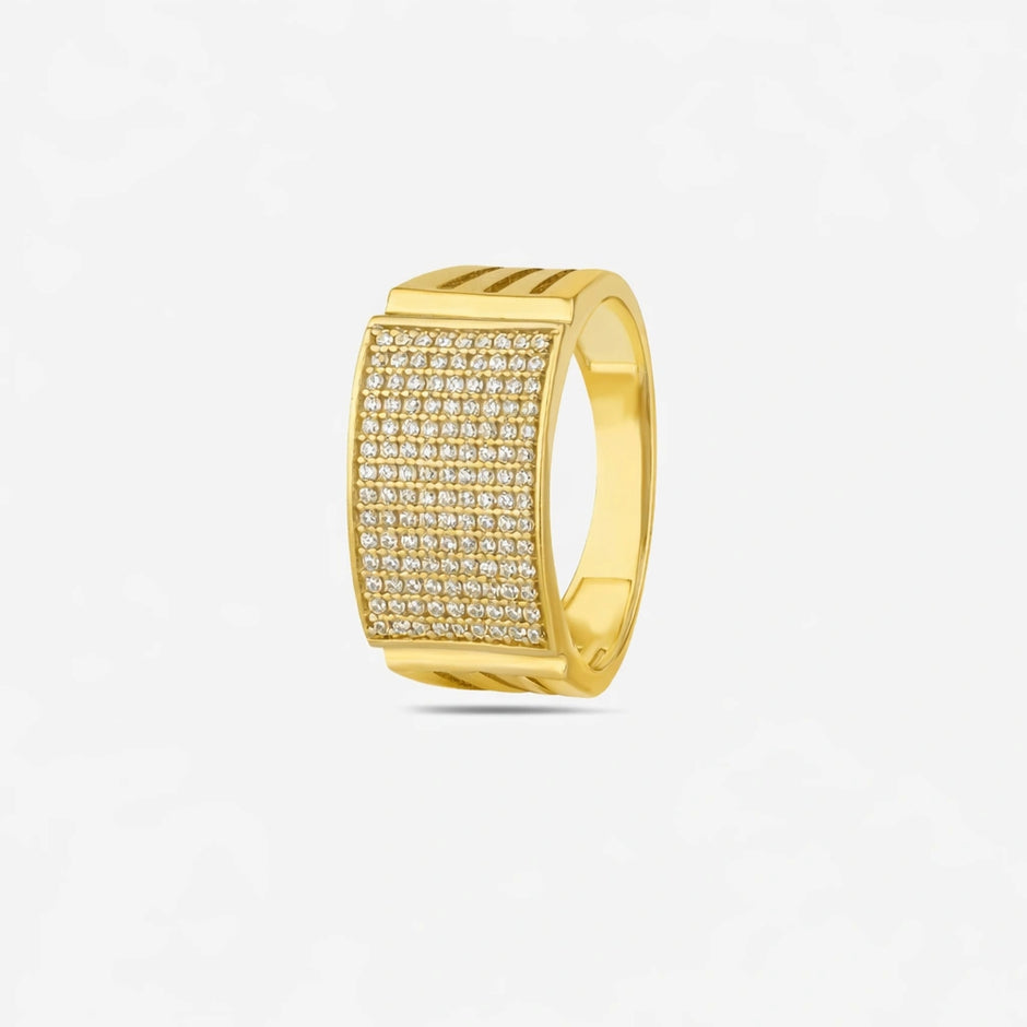 Gold-Plated Square CZ 925 Sterling Silver Ring for Men