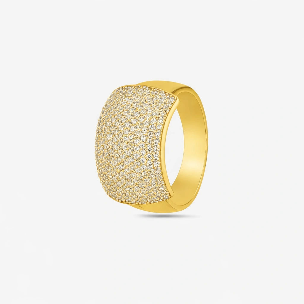 Bold Luxe Diamond CZ Gold Plated 925 Sterling Silver Ring for Men