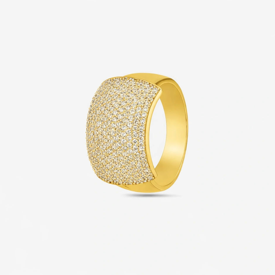 Bold Luxe Diamond CZ Gold Plated 925 Sterling Silver Ring for Men