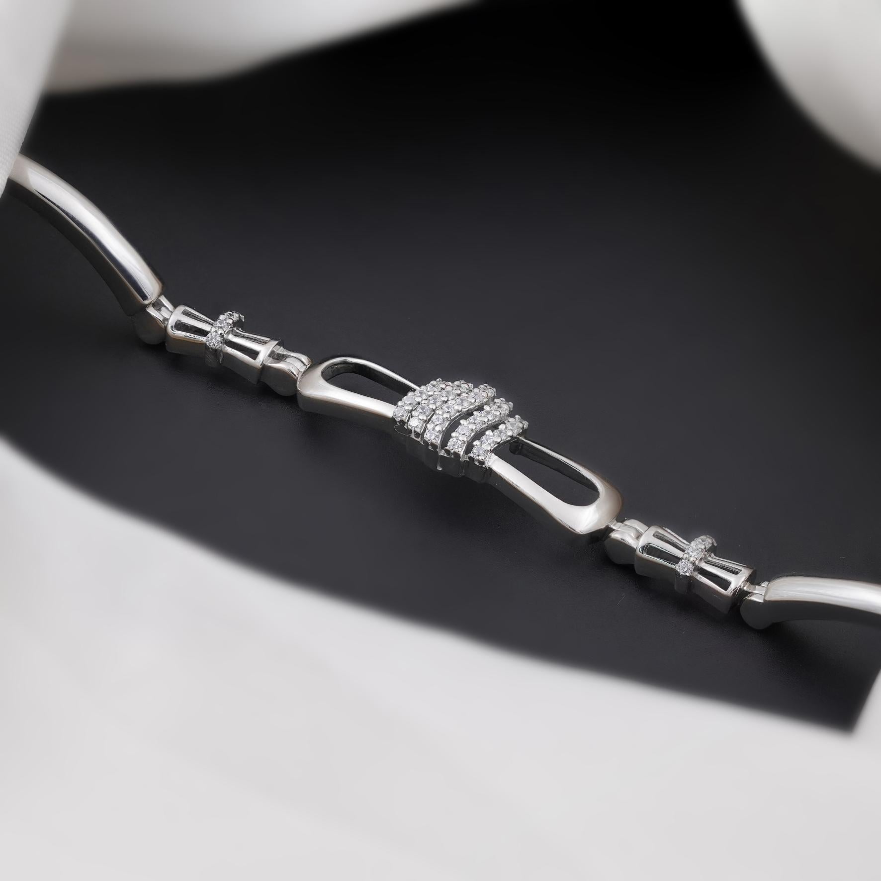 Elegant Diamond Knot Silver Bracelet for Women