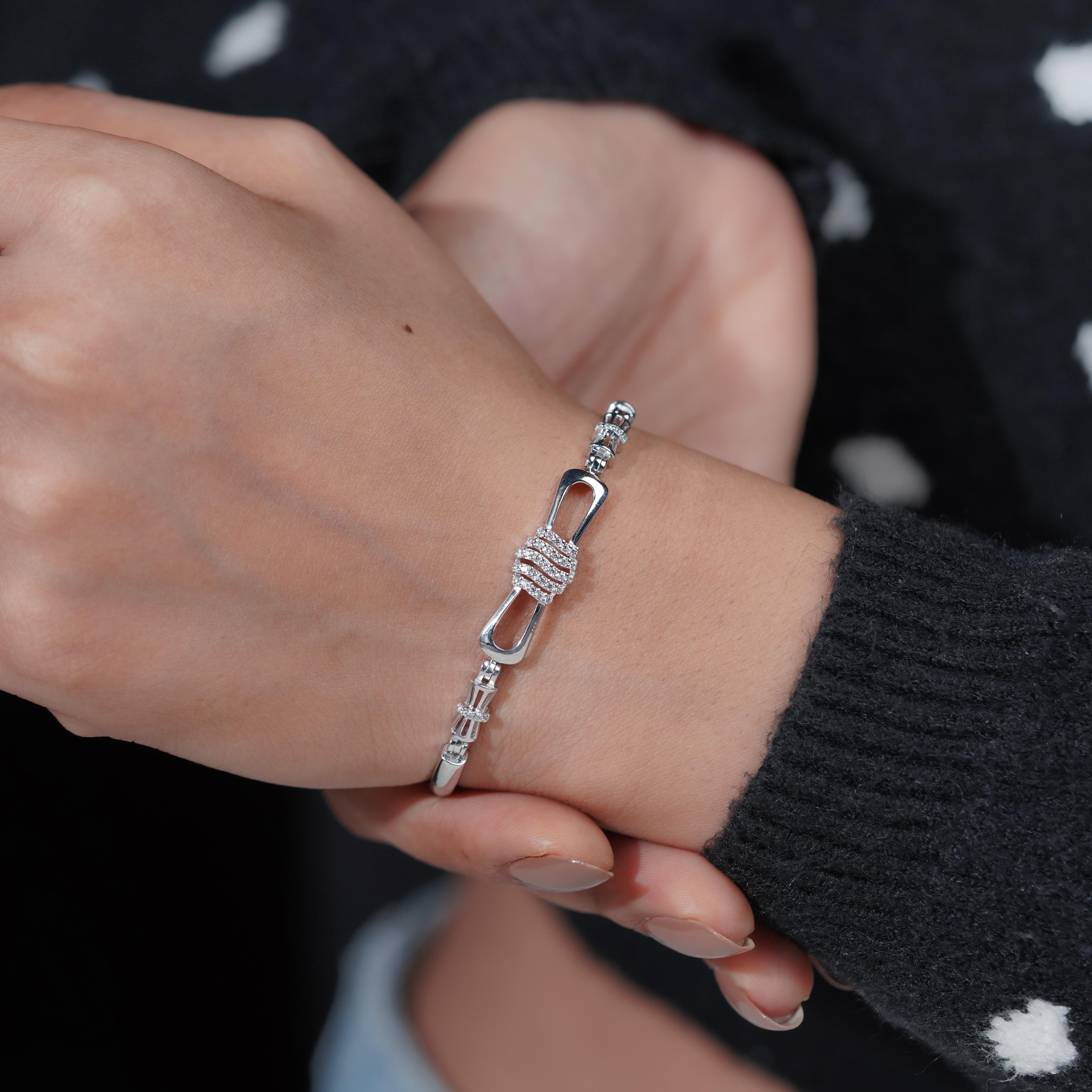 Elegant Diamond Knot Silver Bracelet for Women