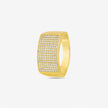 Gold Finish Square Diamond-Look 925 Silver Ring for Men