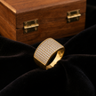 Gold Finish Square Diamond-Look 925 Silver Ring for Men