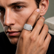 Luxury Diamond Dome Ring for Men in Sterling 925 Silver