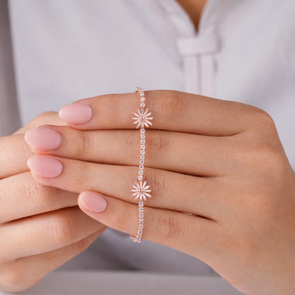 Floral Design Diamond Adjustable Bracelet for Women