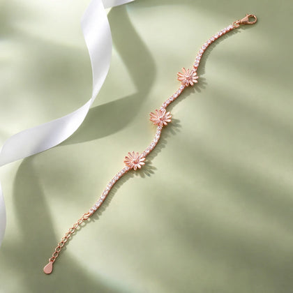 Floral Design Diamond Adjustable Bracelet for Women