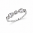 925 Sterling Silver Bezel-Set Pear and Round CZ Band Ring.