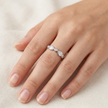 925 Sterling Silver Bezel-Set Pear and Round CZ Band Ring.