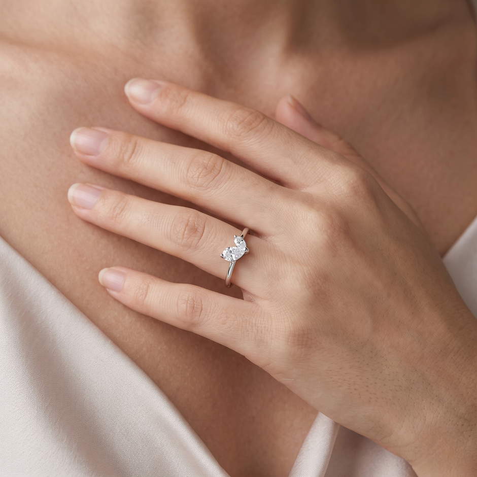 925 Sterling Silver Heart Open Ring with Heart and Marquise CZ Stones