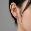 Pear Drop Floral Diamond 925 Sterling Silver Stud Earrings for Women