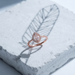 925 Sterling Silver Rose Gold Pear Halo Evil Eye CZ Ring