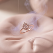 925 Sterling Silver Rose Gold Pear Halo Evil Eye CZ Ring