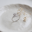 925 Sterling Silver Pear & Round CZ Adjustable Open Ring.