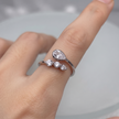 925 Sterling Silver Pear & Round CZ Adjustable Open Ring.