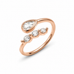 925 Sterling Silver Rose Gold Pear & Marquise CZ Open Ring.