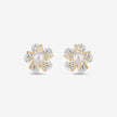 Pearl Bloom Diamond Flower Gold Stud Earrings