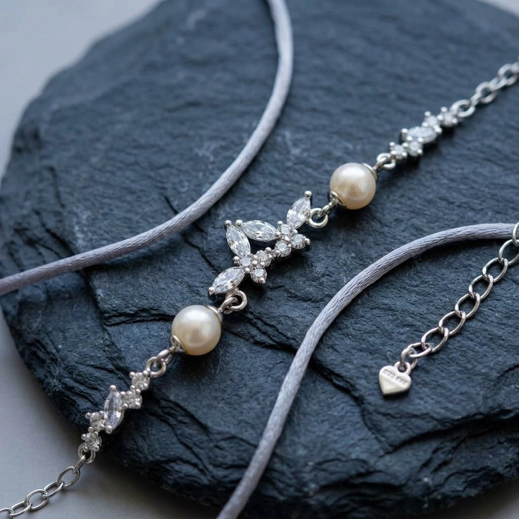 Pearl Butterfly Charm 925 Sterling Silver Bracelet for Women