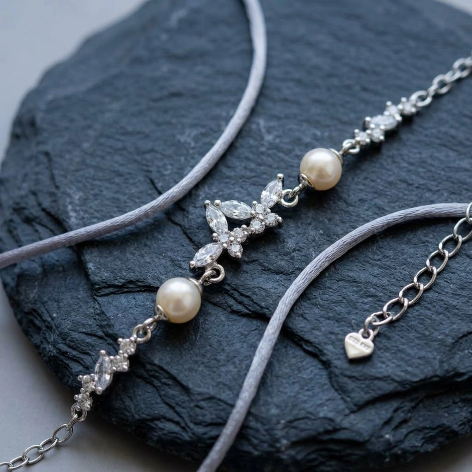Pearl Butterfly Charm 925 Sterling Silver Bracelet for Women