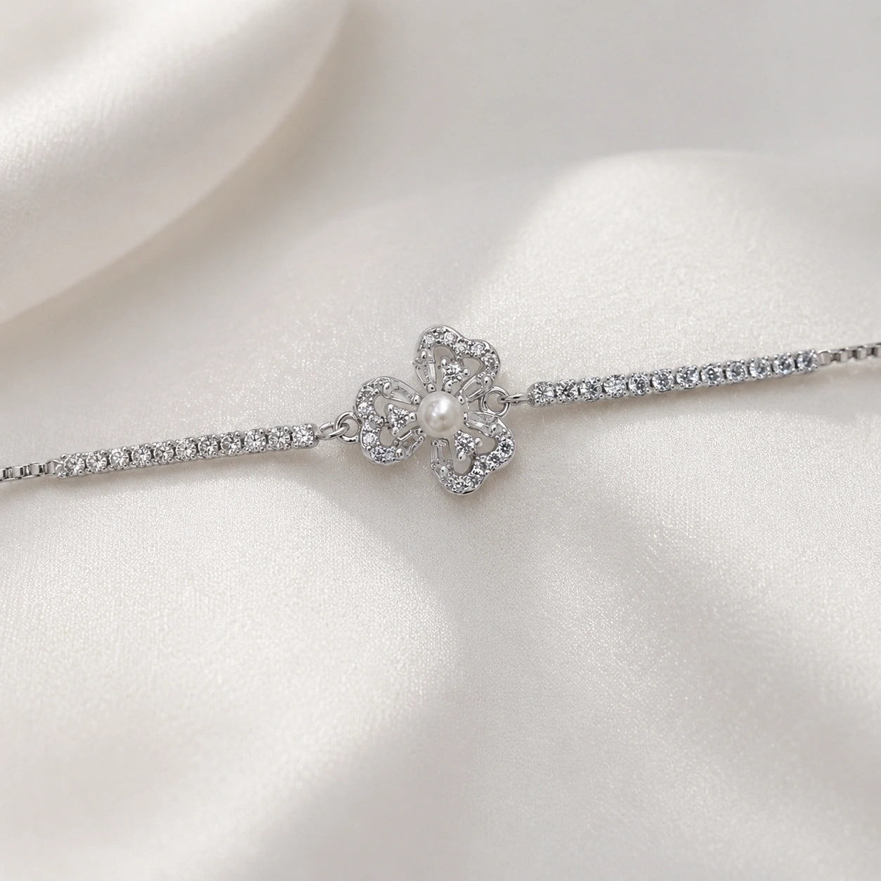 Pearl Butterfly Charm 925 Sterling Silver Bracelet for Women