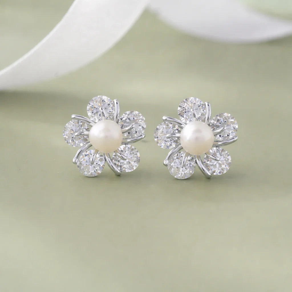 Pearl Floral Design Earrings