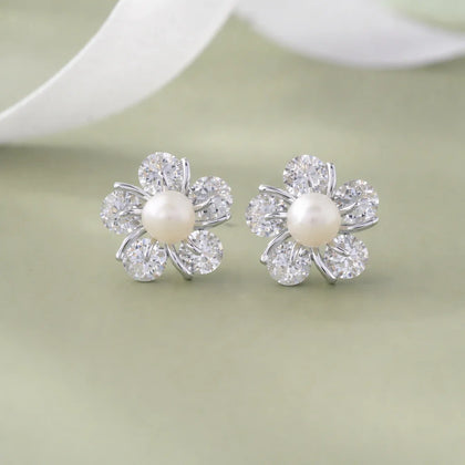 Pearl Floral Design Earrings