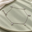 Petal Sparkle Silver Charm Anklet