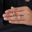 Pink Crystal 925 Sterling Silver Rose Gold Pendant Set for Women