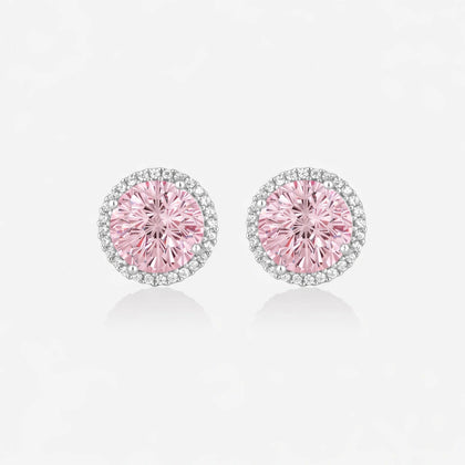 Pink Diamond Round Stud Earrings