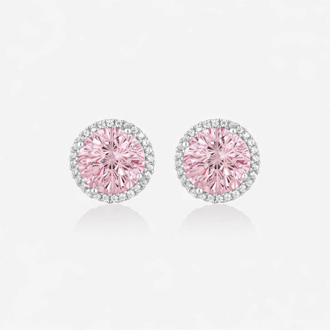 Pink Diamond Round Stud Earrings