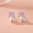 Pink Emerald Cut Diamond Stud Earrings