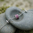 925 Sterling Silver Pink Pavé Barrel Charm Bracelet for Women