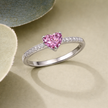 Pink Heart Cut CZ Diamond Ring