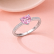 Pink Heart Cut CZ Diamond Ring