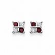 925 Sterling Silver Red & White CZ Butterfly Stud Earrings for Women on Soft Floral Background