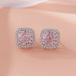 Pink stone 925 silver stud earrings