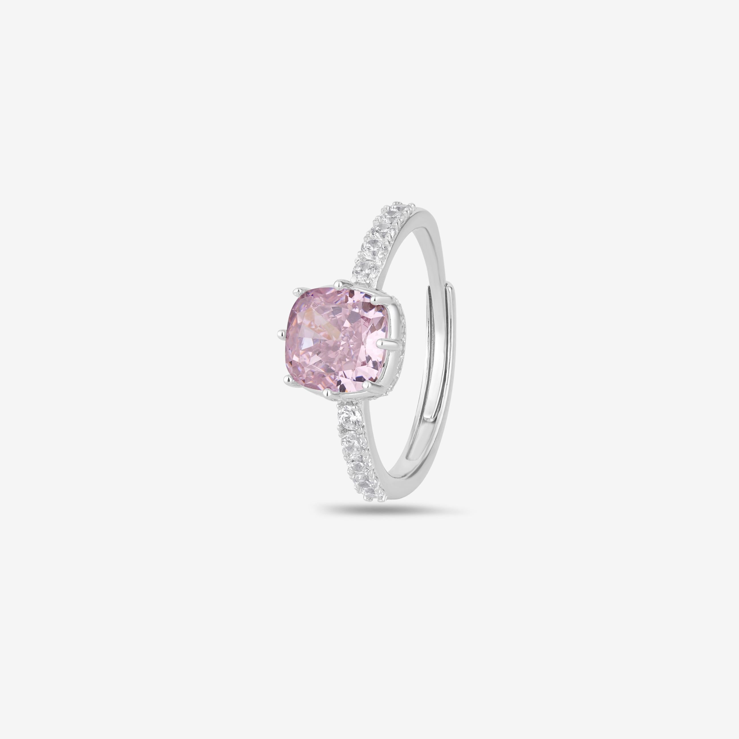 Pink Cushion Solitaire Ring