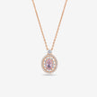 pink stone oval diamond 925 silver rose gold pendant chain