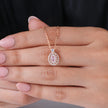 pink stone oval diamond 925 silver rose gold pendant chain