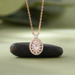 pink stone oval diamond 925 silver rose gold pendant chain