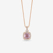 Pink Stone Square Shape 925 Sterling Silver Rose Gold Pendant Chain for Women