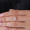 Pink Stone Square Shape 925 Sterling Silver Rose Gold Pendant Chain for Women