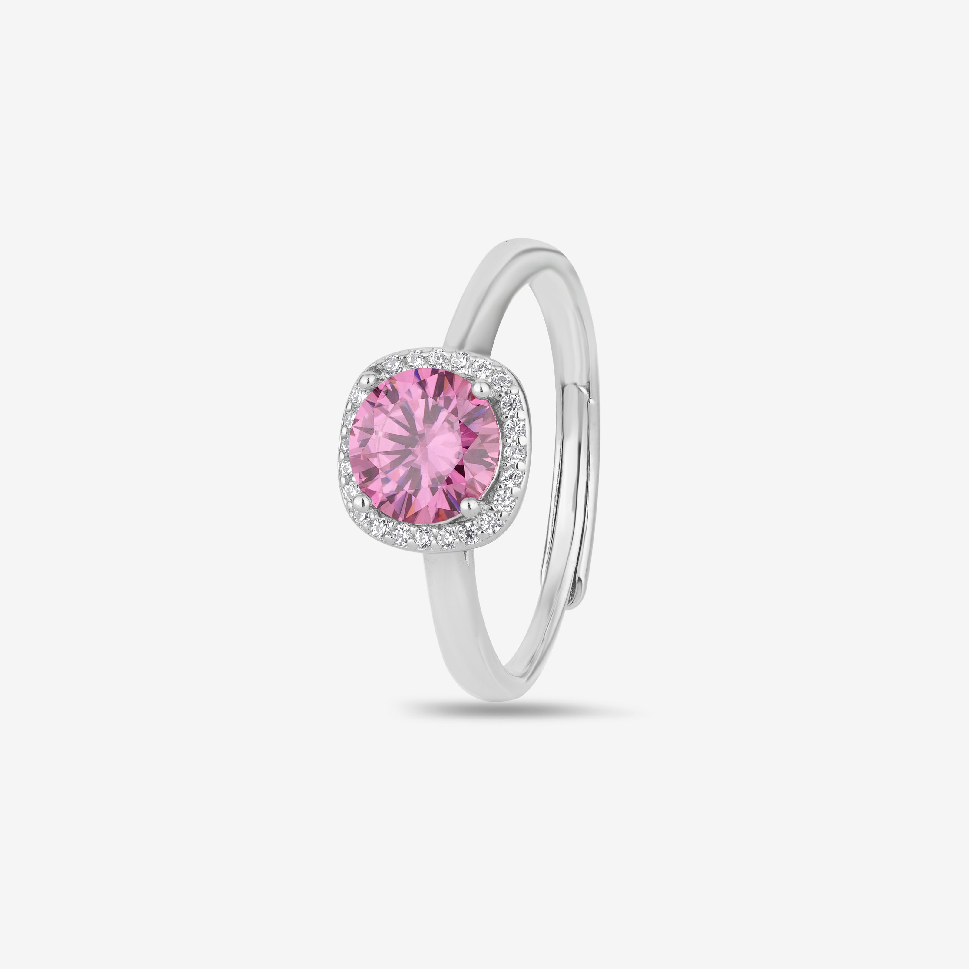 Pink Diamond Silver Ring