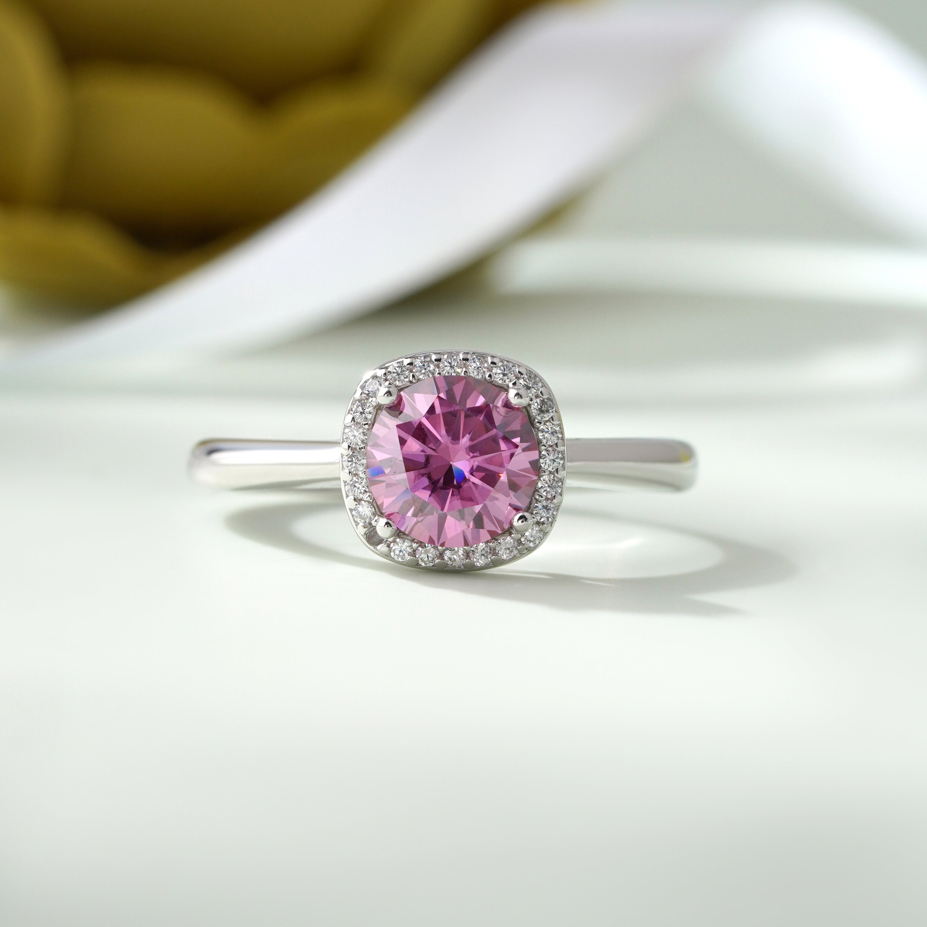 Pink Diamond Silver Ring