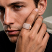 Bold CZ Diamond 925 Sterling Silver Rose Gold for Men