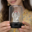 Premium Ganesh devotional murti elegant glass dome home decor
