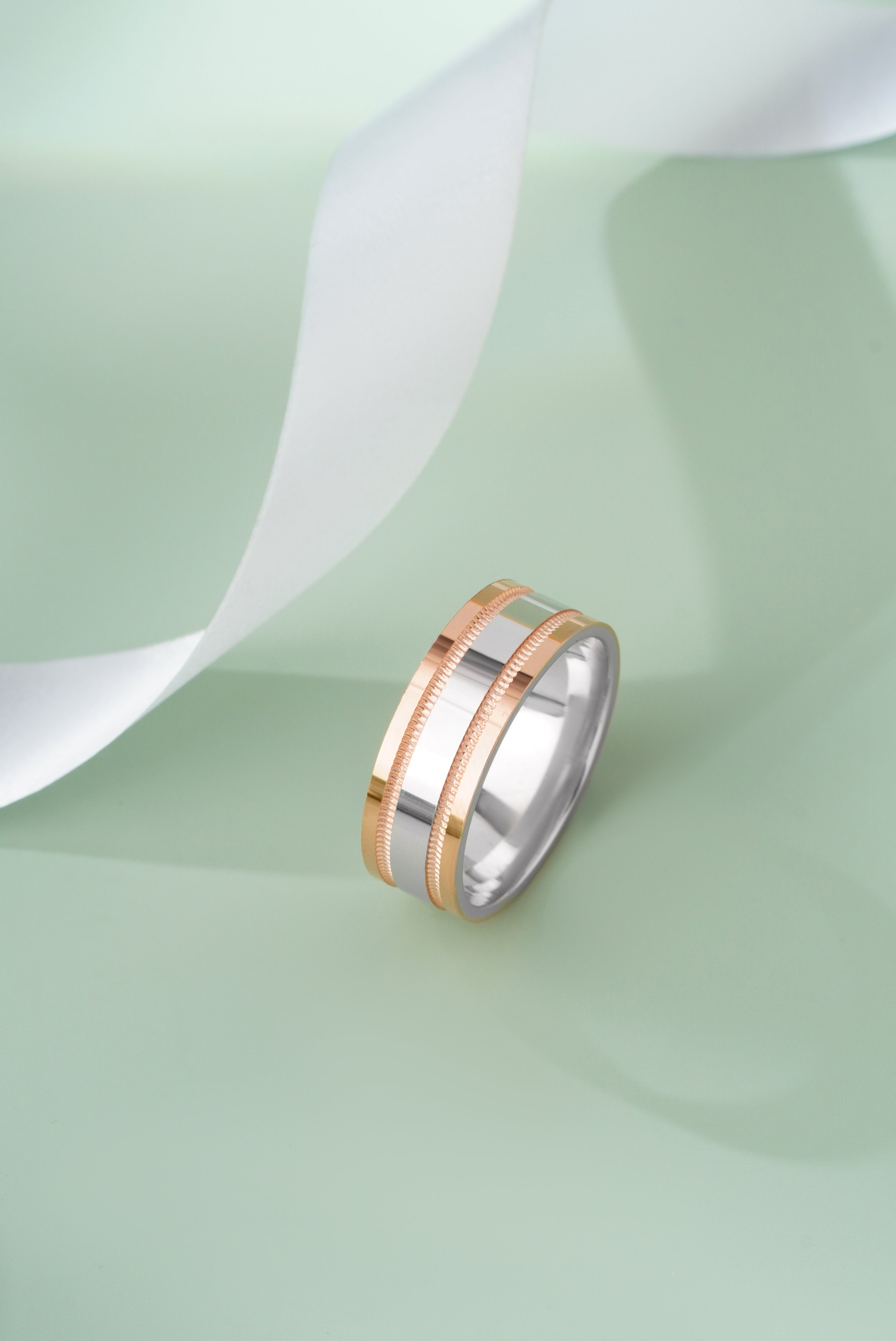 Premium 925 Sterling Silver Ring with Rose Gold Finish – Elegant Stackable Couple Band